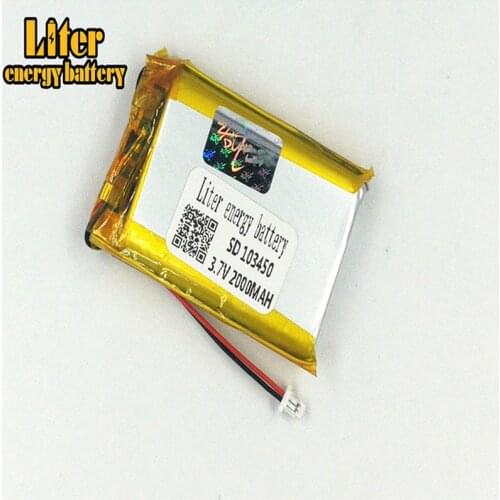 1.0MM 2pin connector Lithium Battery 3.7v 103450 2000mah Rechargeable Li Polymer Battery PL LiPo Battery with Wires
