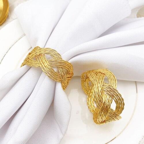 10pcs/lot Hotel soft outfit metal table napkin ring napkin buckle napkin ring, gold wire braid meal deduction