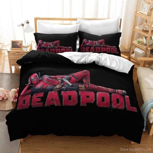 3D Printed Deadpool Disney Cartoon Duvet Cover Set Queen King Size Bedding Set Soft Quilt Cover with Pillowcase Set Bedclothes