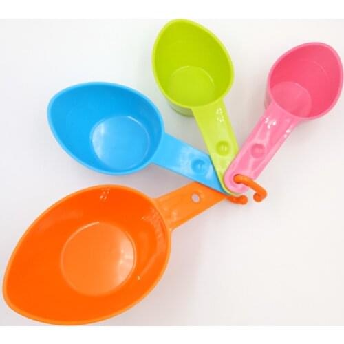 4Pcs Colorful Baking Plastic Spoons Useful Cook Household Measuring Cups Seasoning Set Kit Kitchen Tool Scoop