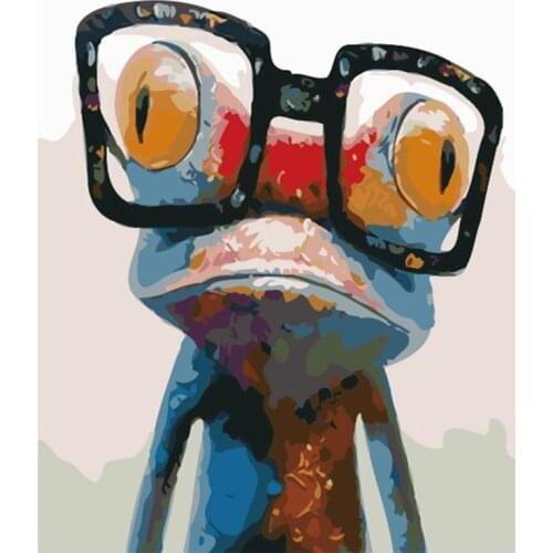 Frameless Owl Frog With Glasses Animals Oil Canvas Painting Diy Digital Painting By Numbers Modern Wall Art Picture For Home Wal