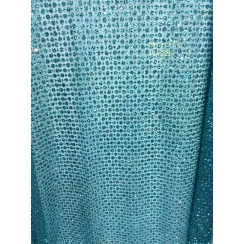 4 colors ocean blue sparkly with glued glitter bridal tulle lace fabric wholesale glitter lace fabric for party dress