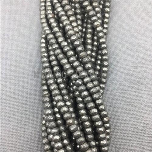 Pyrite Beads Natural Stone Faceted Rondelle Beads For DIY Jewelry Making 15.5"Strand MY1317