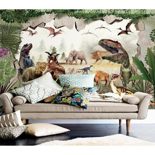 Decorative wallpaper 3D dinosaur kingdom background wall painting
