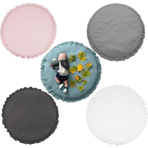 Baby Play Mat with Ruffles Newborn Crawling Floor Mats Round Kids Games Padded Playmat Teepee Baby Gym Mats Blanket Rug Carpet