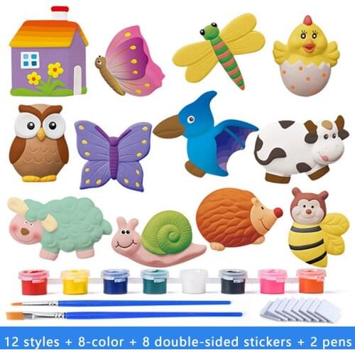 Kids Plaster Painting Kit DIY Paint Your Own Figurines Crafts Arts Set for Boys Girls Birthday Christmas New Year Gift