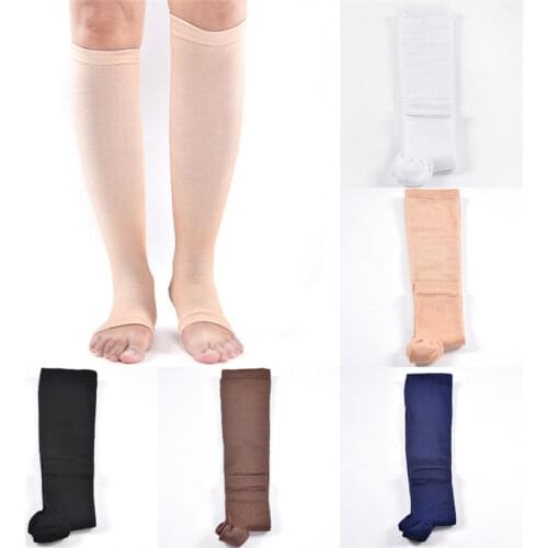 Elastic Toeless Compression Socks Stockings Support Knee High Tip Open