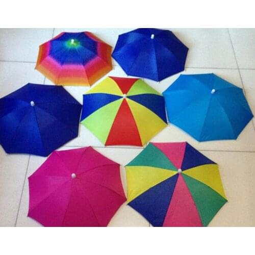 Headband Umbrella Hat Outdoor Fishing Beach Garden Sport Foldable Adjustable Headwear Rain Umbrellas Cap Multicolor PARTY GIFT