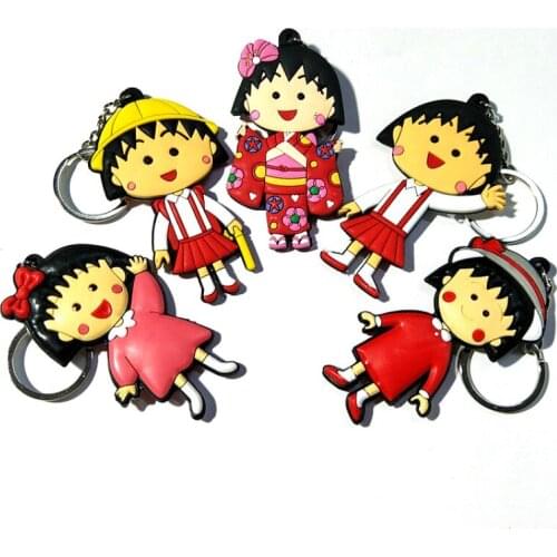 Hot Sale DIY Handmade Pvc Keyfob Figure Chain Japan Cartoon Brelok Anime Llavero Chi-bi Maruko Keychain sakura momoko Chaveiro