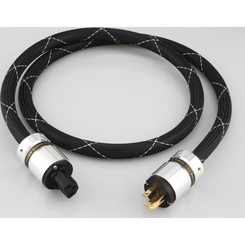 HIFI Power Cord P101 with 3-Prong US Version Gold Plated Plugs, 12AWG Audiophile Power Cord 125V 15A, Braided Sleeves Power Line