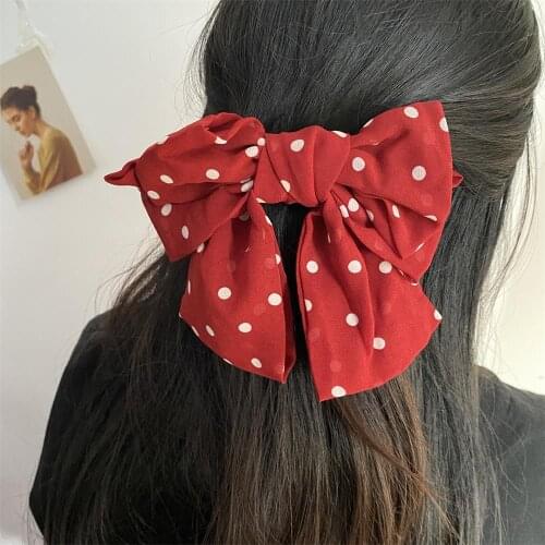 IFMIA Korean Fashion Dot Solid Color Big Bow Hairpins For Girl Popular Hair Clip For Women Sweet Hairgrip Large Hair Accessories