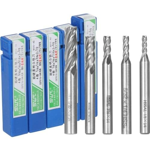 5PCS 4-Flute End Mill Bits Carbide Tungsten Steel Milling Cutter Router Bits Rotary Bits Tool Straight Shank 6mm-8mm