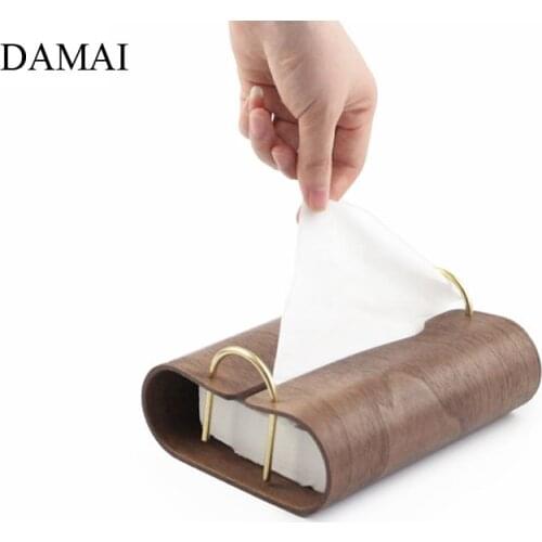 Brass Solid Wood Tissue Boxes Japanese Simple Decorative Dining Table Napkin Holder Desk Paper Towel Box Home Decoration Modern