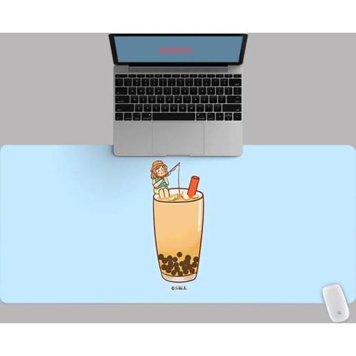 90x40cm XXL HD Cartoon Light Milk tea girl Pattern Office Computer Desk Mat Laptop Cushion Desk Non-slip Mat Gamer Mousepad Mat