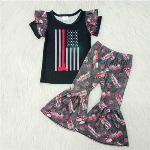Hot Sale Toddler Baby Girls Clothes Boutique Children Clothing Girls Bell Bottom Outfits 2pcs Wholesale Kids Clothes Outfits