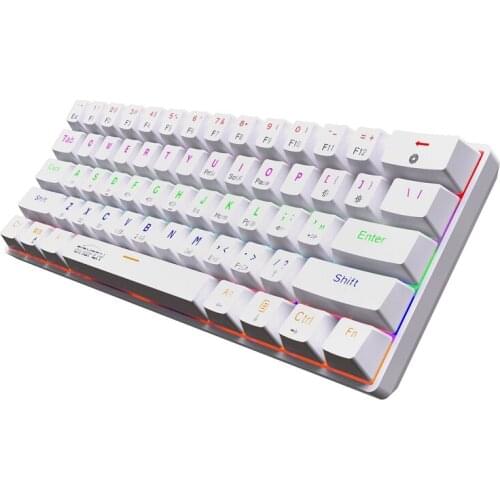 GINWFEIY Mechanical Keyboard 61-Key Portable 2.4G Wireless Bluetooth Three-Mode Illuminated Gaming Keyboard