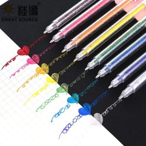 Metal Glitter Highlighter Pen Metalic Colorful Ink Pen DIY Pen 8 Colors Per Set ( 1 Set)