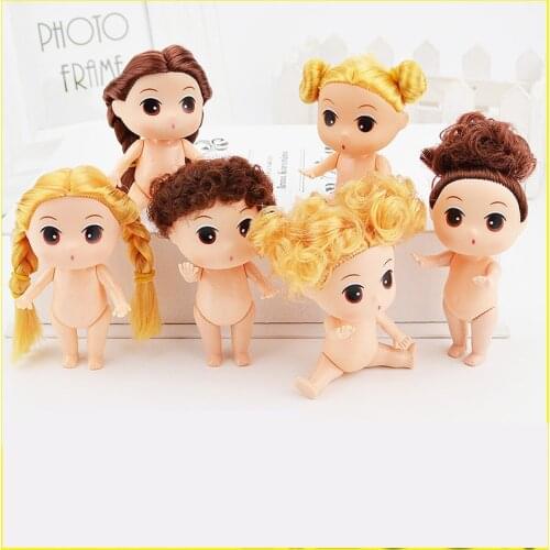 9cm dress-up Mini Ddung Dolls with Brown/gold Bun Hair Baking Mold Dolls Girl Toys Bubble Bath Bake Bare girl dolls Baking mold
