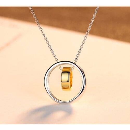 Fashion Trendy Real 925 Sterling Silver Pendant Necklaces For Women Statement Round Circle Charm Necklace Party Gifts Jewelry
