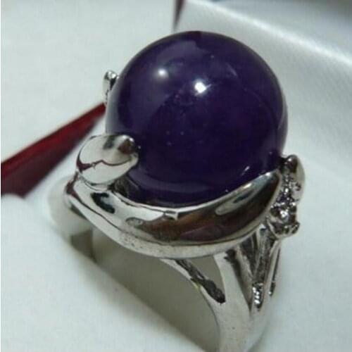 Fashion jewelry Free Shipping wholesale noble 14mm dark blue Natural jade fashion ring(#7.8.9)
