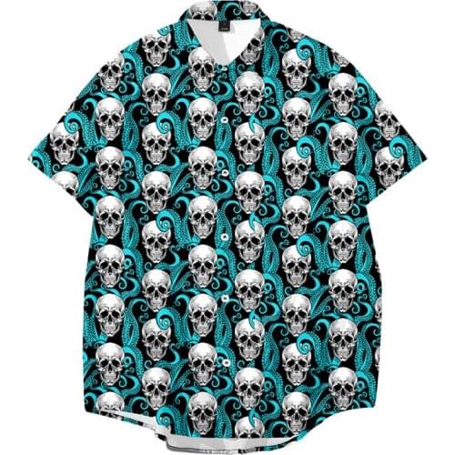 Octopus Skull Men Shirt Summer High Quality Breathable Hawaiian Shirt Camisa Masculina Casual Male Printed Plus Size dropship