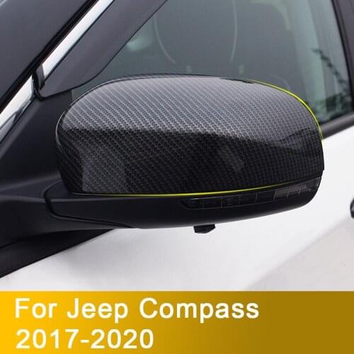 Carbon Fiber Car Rear View Side Mirror Cover Case Shell Trim for Jeep Compass 2017 2018 2019 2020 External Accessories