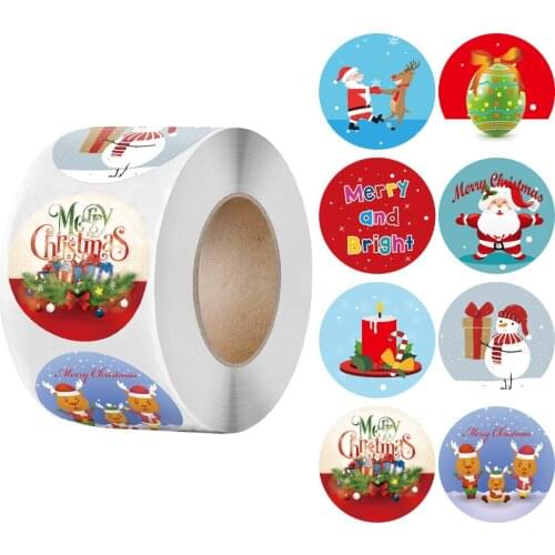 500pcs Merry Christmas Stickers Labels 1 inch Santa Adhesive Envelope Stickers for Xmas Party Presents Decoration,Cards, Boxes