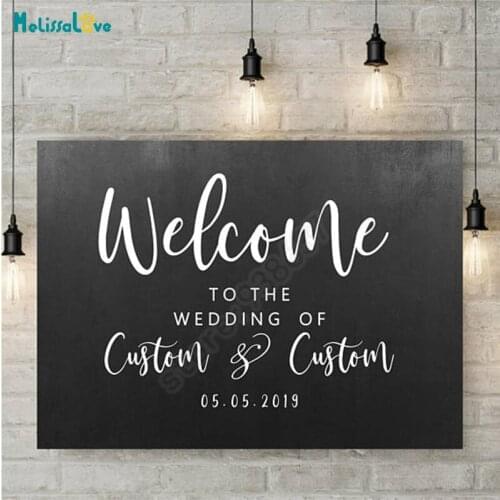 New Design Custom Name And Date Welcome To The Wedding Of Party Reception Sign Vinyl Decal Quote Board Chalkboard Sticker B808