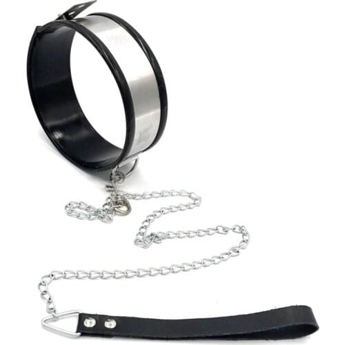Neck Bondage Stainless Steel Slave Dog Collar With Metal Chain Leash BDSM Restraints Harness Adult Sex Toys For Men Women Couple