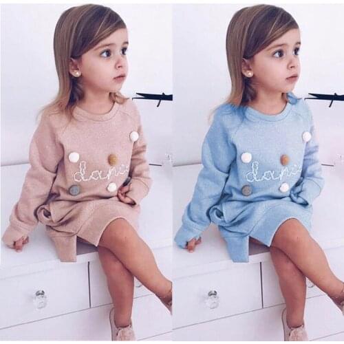 Girls Dress 2020 New Autumn Winter Girl Clothing Fashion Long Sleeve Letter Print Dress Baby Clothes Kids Dress Children Dress
