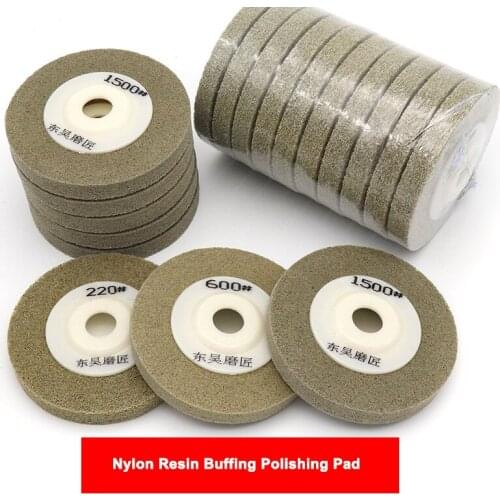 1PCS 4" 100mm Nylon Resin Buffing Polishing Pad Disc For Marble Granite Glass Stone Bore 16mm