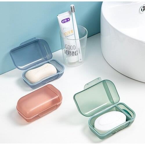 Portable Sealed Round Shampoo Bar Soap Holder Box Case Container Home Travel Supplies Bathroom Shower For Jewelry Clear With Lid