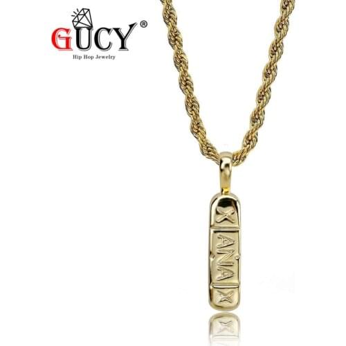 GUCY Hip Hop Gold Color Plated Pendant Necklace Pill Pendants Highly Smooth Polished Charm Jewelry For Men Women