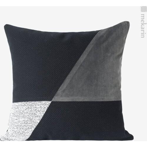 Luxury sofa pillow, cotton and linen fashion stitching pillowcase, light luxury pillowcase, home decoration cushion cover 45x45