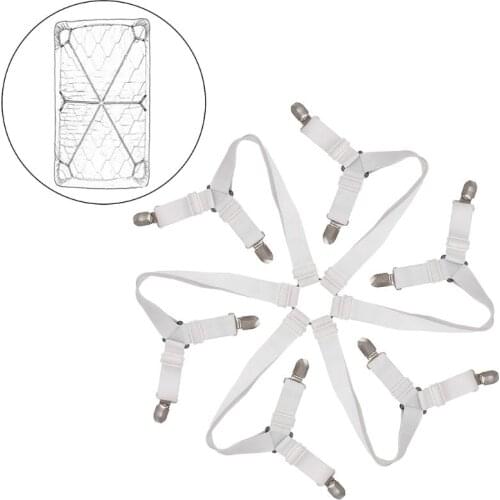 Six Sided Adjustable Bed Quilt Sheet Grippers Clips Fasteners Slip Proff Holder Elastic Bands Crissocross Suspenders Round Squar