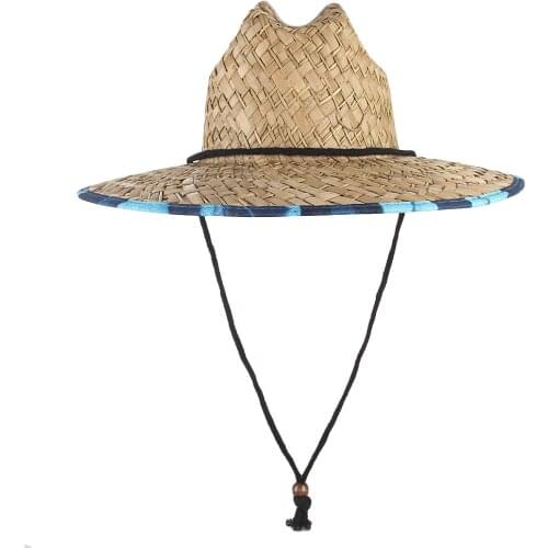 Classic Straw Lifeguard Hat Handwork Women Men Straw Summer Beach Sun hat Outdoor Summer Wide Brim Jazz Panama Womens Summer Hat