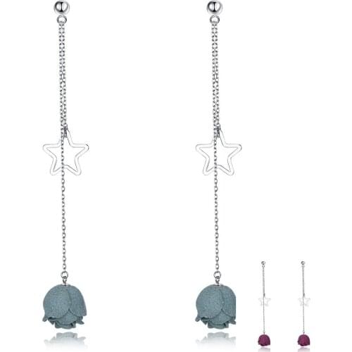 SILVERHOO New Hollow Star 925 Sterling Silver Drop Earrings For Women Hanging Flowers Simple Earring Engagement Fine Jewelry