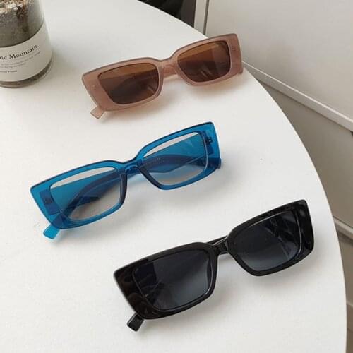 Ins Popular Fashion Small Rectangle Sunglasses Women Vintage Leopard Blue Eyewear Men Cat Eye Sun Glasses Shades UV400