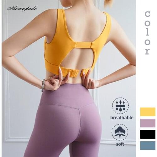 Moonglade Yoga Tops Women Workout Crop Sports Bra Fitness Gym Hollow-Back Shockproof Vest Air Fabric Type Underwear