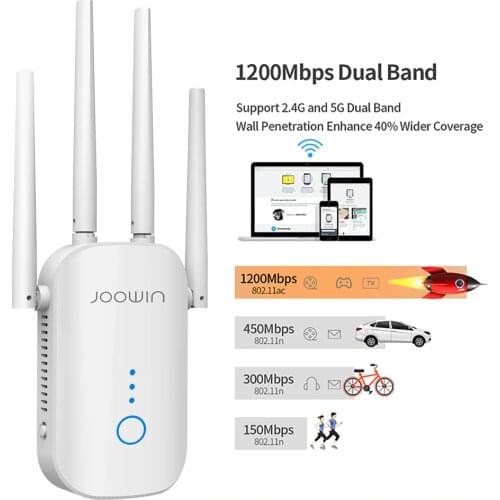 Stock!1200Mbps JW-WR758AC Wireless WiFi Range Extender 2.4/5Ghz Dual Band Repeater Signal Booster with 4 *3dBi Ethernet Antennas