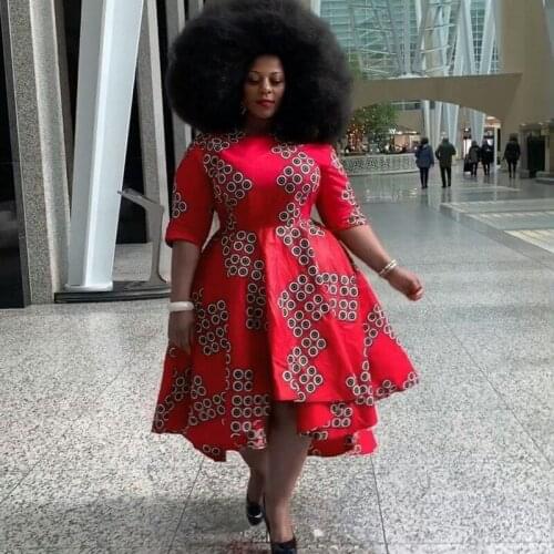 New fashion elegant trend printing temperament irregular Dress large size dress dinner dresses for women