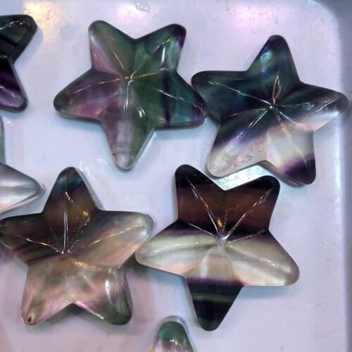 1pcs Exquisite crystal carving natural crystal hand carving colorful fluorite pentacle star shape fashion
