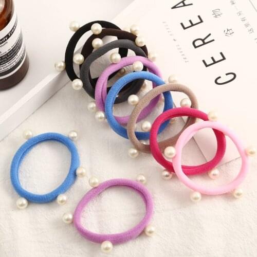 10pcs/lot 2019 Super Good Candy Colours Pearls 5CM Hair Holders Rubberbands Elastics Girls New Fashion Tie Gum Hair Accessories
