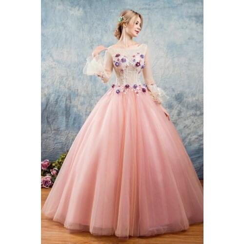 100%real embroidery beading long sleeve ball gown medieval dress princess Renaissance Gown queen Victoria/Antoinette/Belle Ball