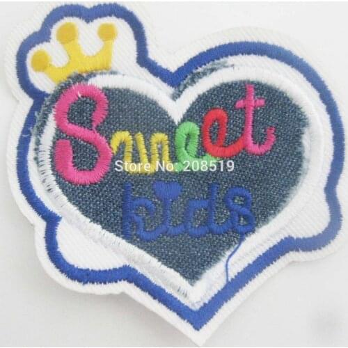 AENVLL 20pcs Sweet Kids Embroidered Patches for children clothes 70mm*65mm Iron On Patches sewing supplies