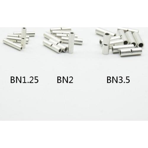 20pcs Butt Wire Connector AWG 22-10 Copper Tinned Splice Crimp Terminal Sleeve Bare Terminals Crimping Connector BN1.25/2/3.5