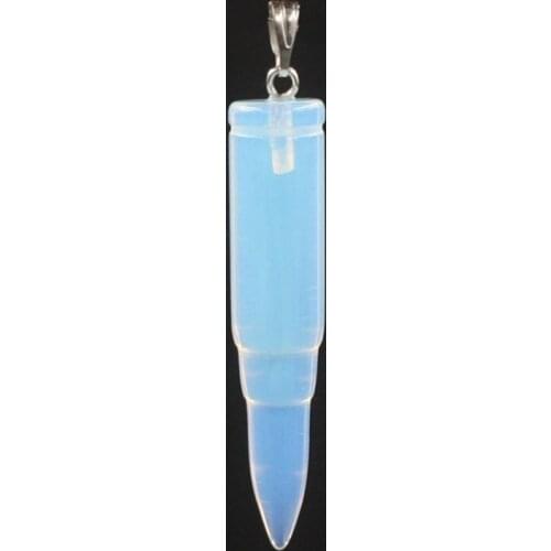 2016 new party decoration real rough rock crystal quartz stone pendant female bullet shape opalite pendant summer style jewelry
