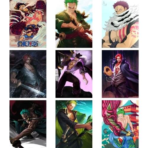 Anime One Piece Sticker Print Poster Figure Monkey D. Luffy Roronoa Zoro Nami Home Decoration Bedroom Frame Picture Kid Gift