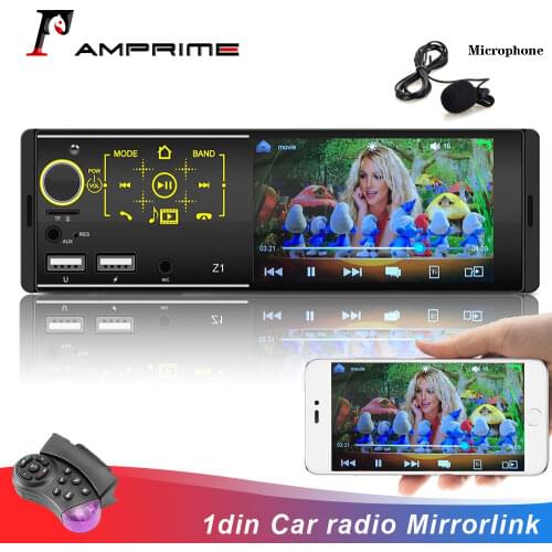 AMPrime Car Radios 4.1" Touch Screen Multimedia MP5 Player Bluetooth Miorrlink Auto Stereo Radio Micophone and Rear View Camera