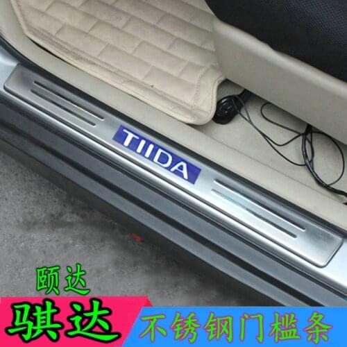 Car styling Stainless steel LED door sill Scuff Plate Car accessories For Nissan TIIDA 2005 2006 2007 2008 2009 2010